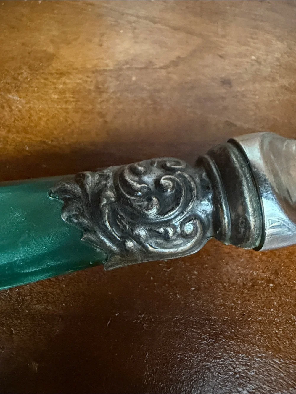 SCOF of France Vintage Cambridge Green Serving Spoon